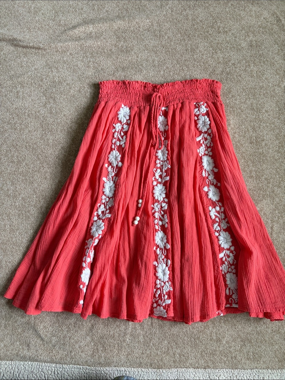 Anthropologie Ella Moss embroidered gauze skirt size M